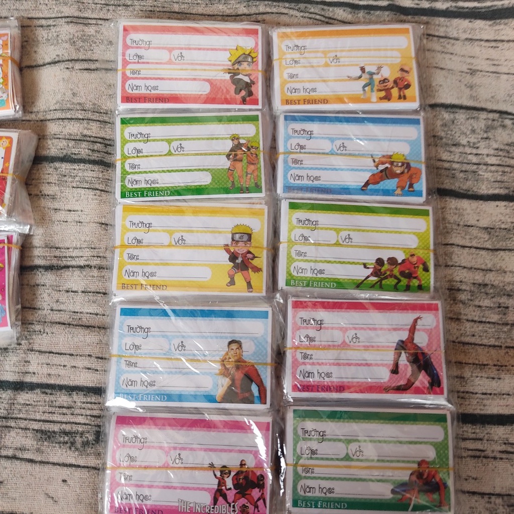 40 chiếc nhãn vở học sinh dành cho bé trai và bé gái