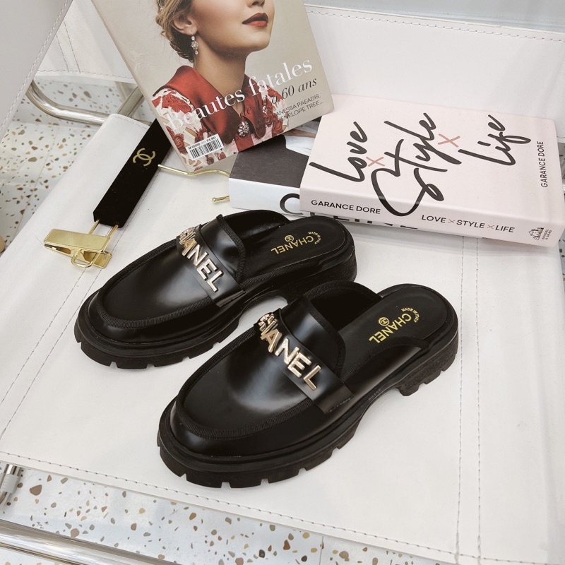 Giày sục nữ 5p da tag chữ Nguyên hộp hãng cao cấp super