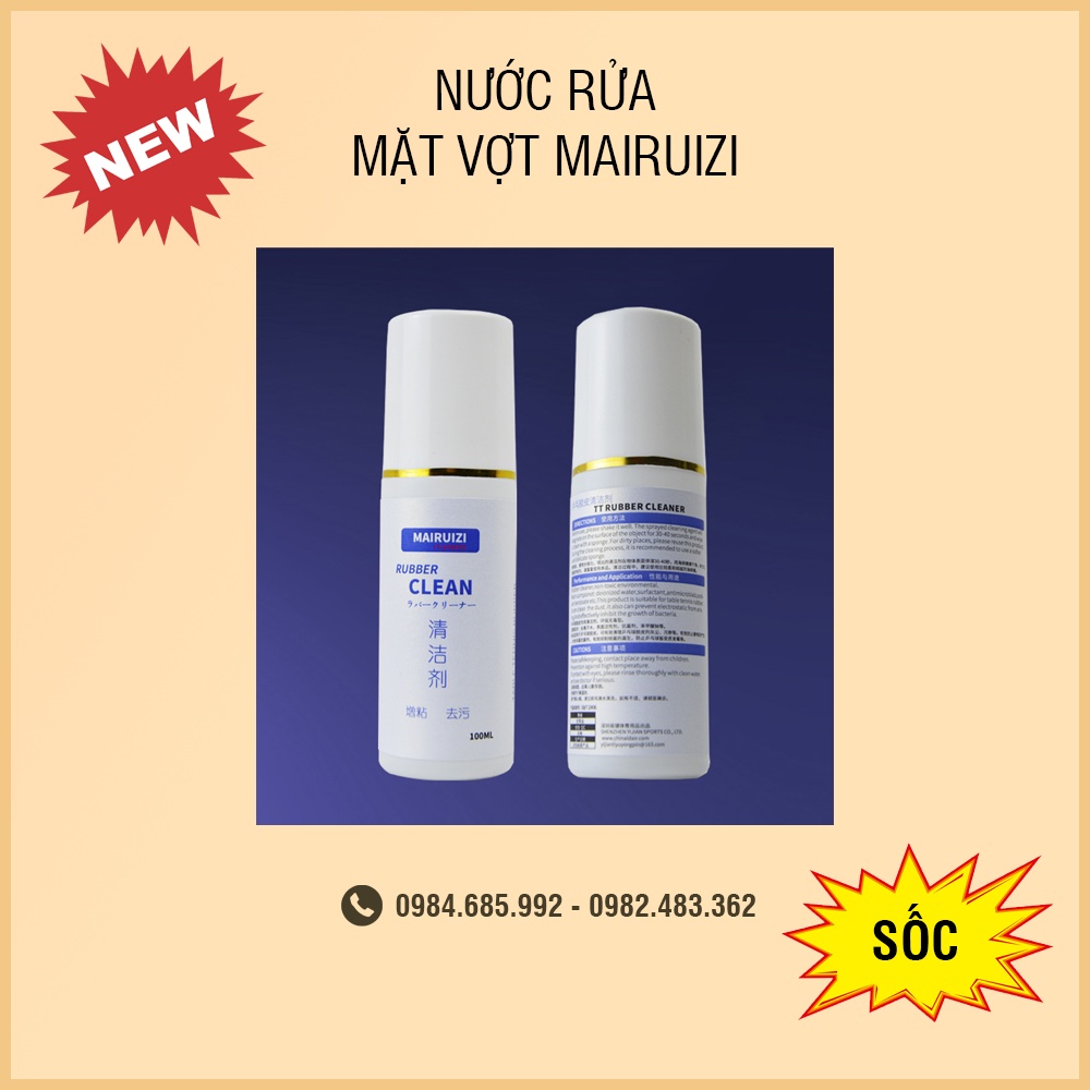 Vệ sinh mặt vợt bóng bàn, chai nước rửa mặt vợt bóng bàn, vệ sinh vợt bóng bàn Mairuizi tặng kèm mút lau