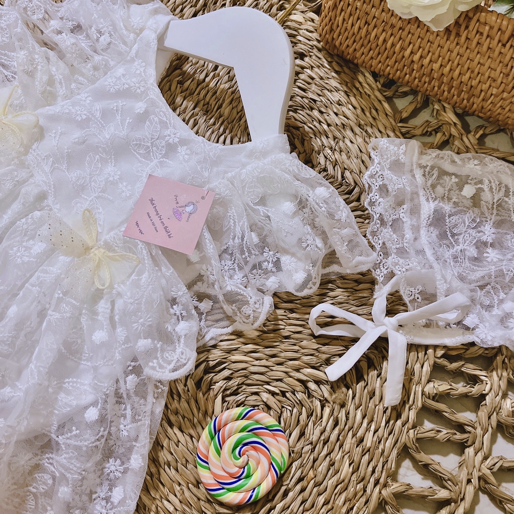 Body váy ren trắng cao cấp cho bé gái sơ sinh diện đi chơi tiệc, thôi nôi, đầy tháng - Riokids BD75