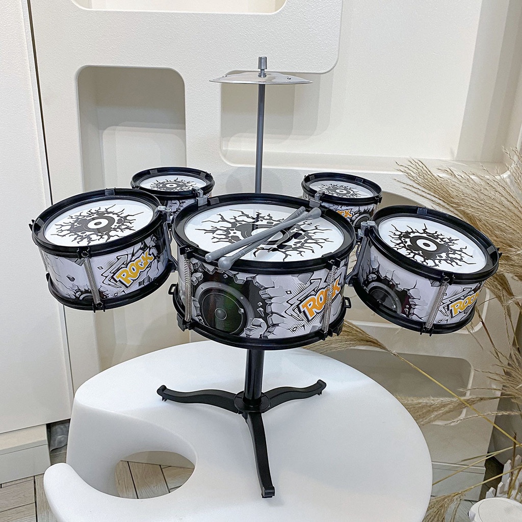 Bộ Trống Đồ Chơi Cho Bé Tặng Kèm Ghế, Trống Jazz Drum Đồ Chơi Giúp Bé Phát Triển Tài Năng Âm Nhạc