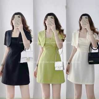 SÉT ĐẦM 2 DÂY KÈM ÁO KHOÁC QUÁ ĐẸP SIÊU XINH - HÀNG QC CAO CẤP