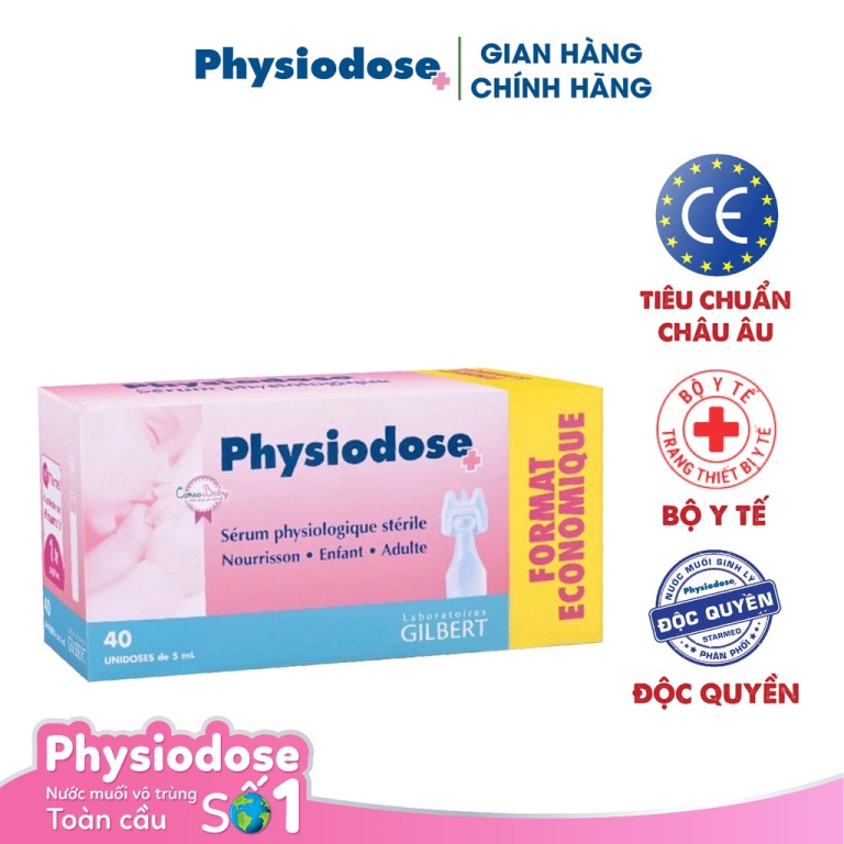 Nước Muối Sinh Lý Hồng Physiodose Pháp cho Bé - Vệ sinh răng miệng rơ lưỡi , rửa mũi DR. PAPIE / DR PAPIE