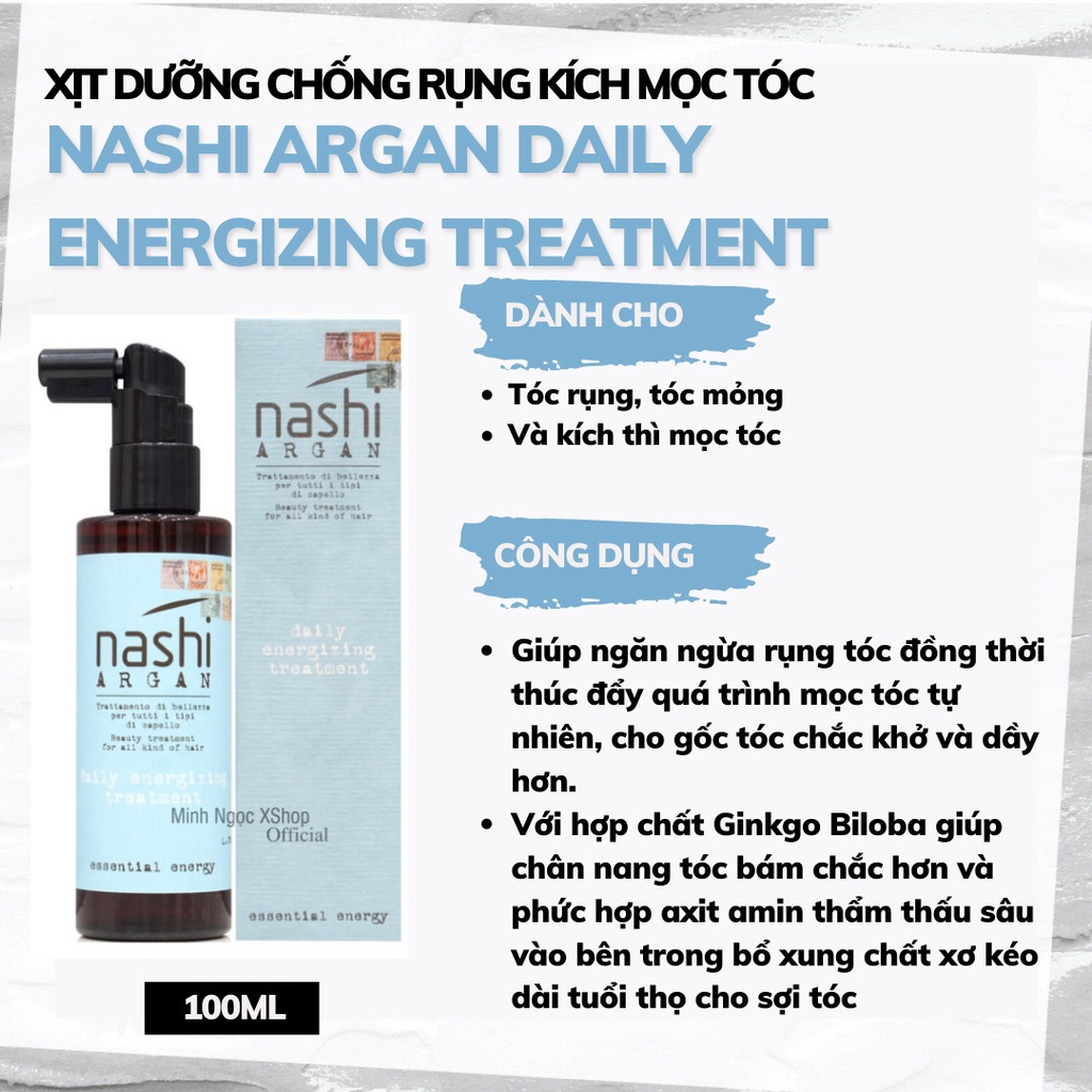 Xịt chống rụng kích mọc tóc Nashi Argan Daily Energizing Treatment 100ML