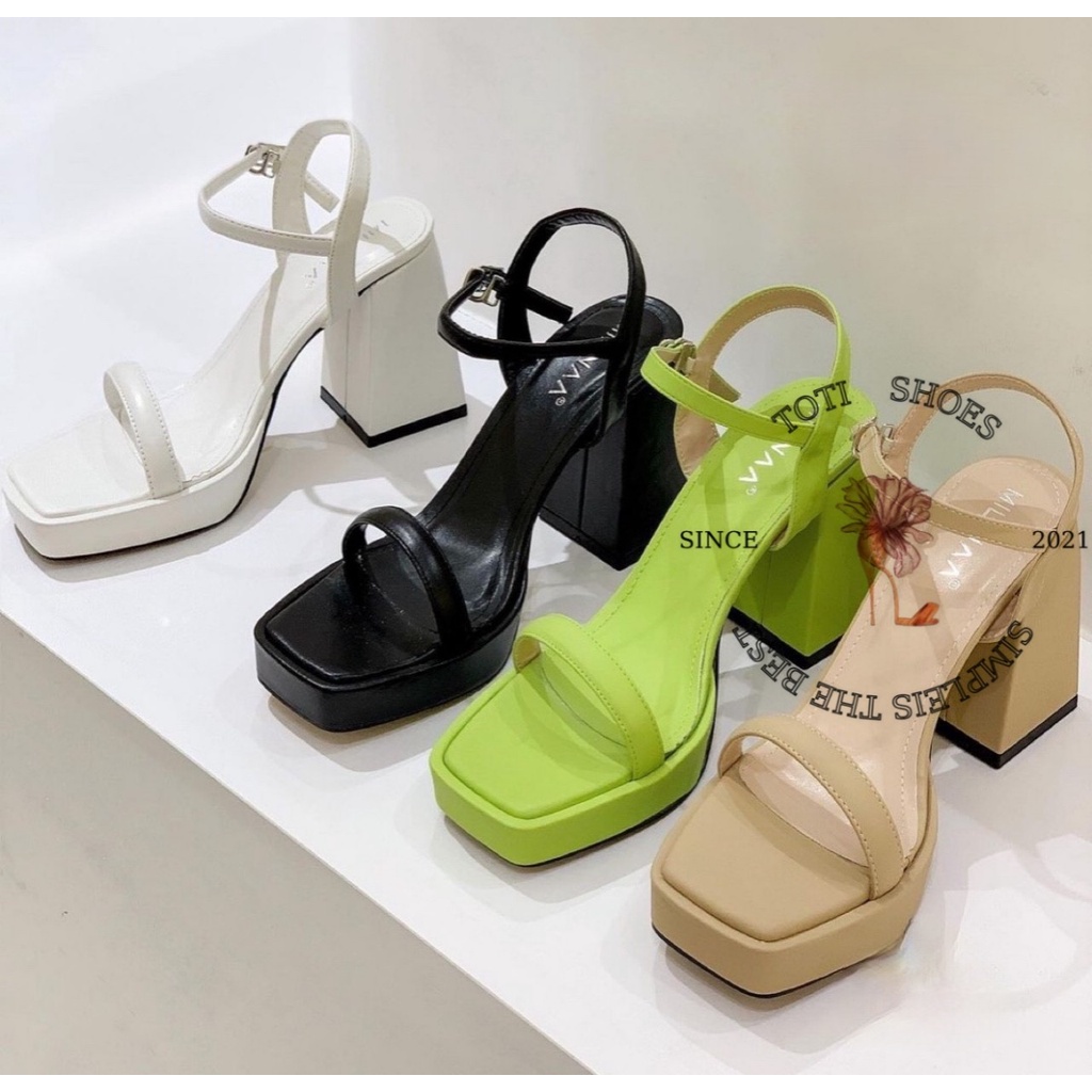SANDAL CAO GÓT TOTIIE STORE - GIÀY THỜI TRANG QUAI NGANG MẢNH - GUỐC NỮ MŨI VUÔNG ĐÚP G2205440