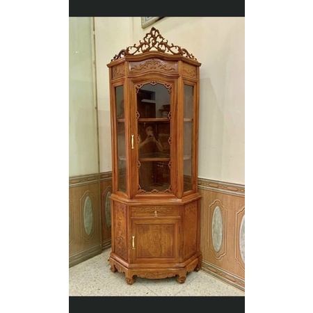 Tủ Góc 60 Gỗ Gõ và Gỗ Hương dùng để trưng bày đồ, bình gốm,…