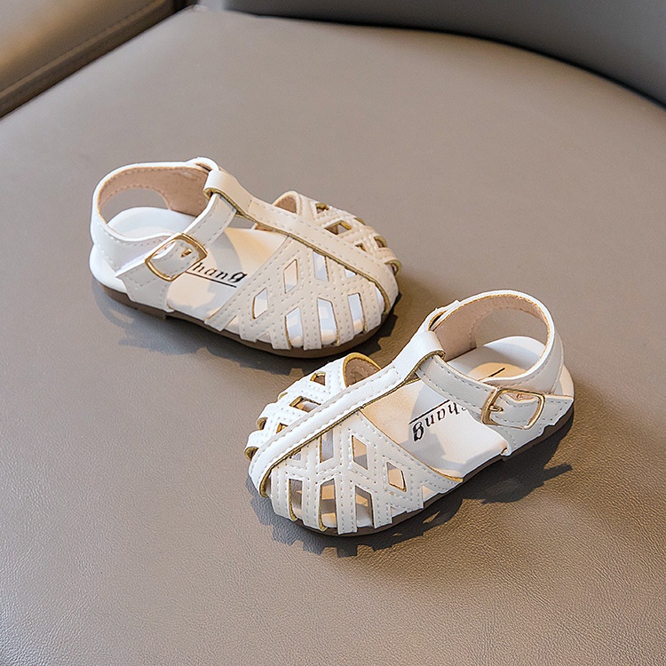 Dép sandal tập đi bé gái siêu mềm 0-3 Tuổi, mũi rọ dễ thương chống trơn trượt quai dán