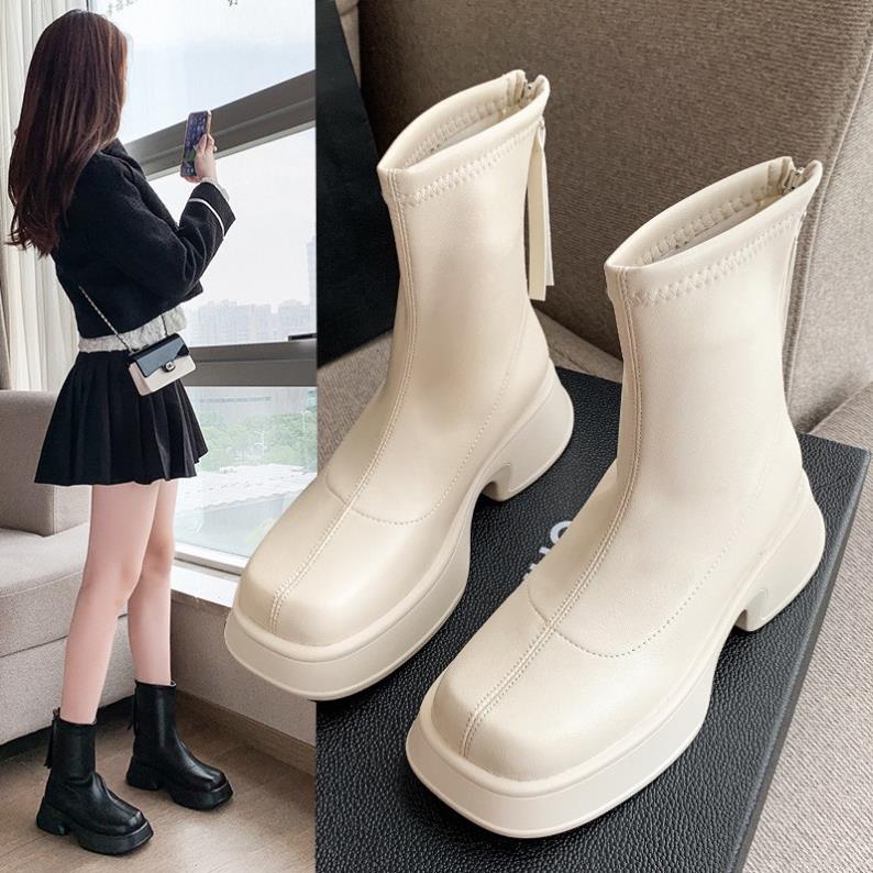 Giày bốt bốt nữ đế bánh mỳ móc câu Mẫu Mới Siêu Đẹp