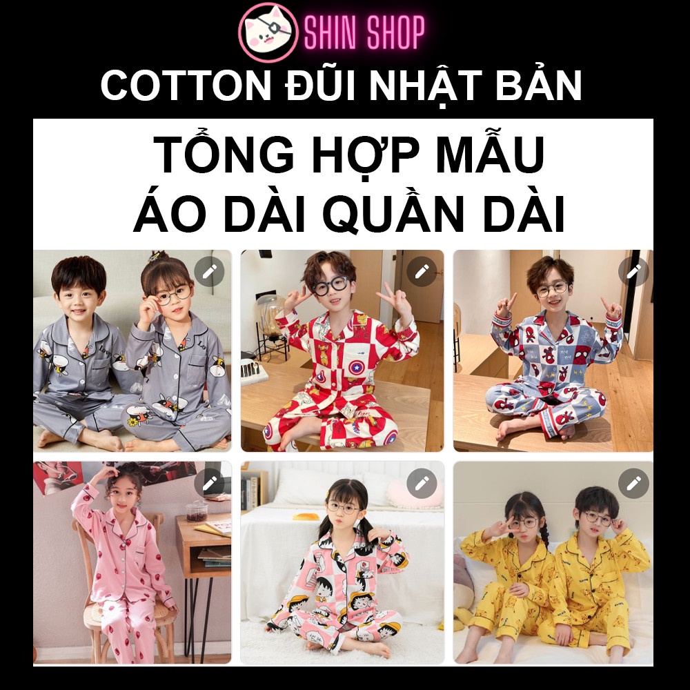 TỔNG HỢP 3 (9-47kg) ✅ Pizama Cotton Đũi Nhật Bản Áo dài quần dài Doremon xanh CN06 trẻ em đồ ngủ| bộ đi chơi bé trai gái