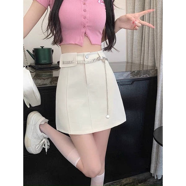 CHÂN VÁY KAKI KÈM ĐAI XÍCH TÚI VÍ HÀNG QC MS17268