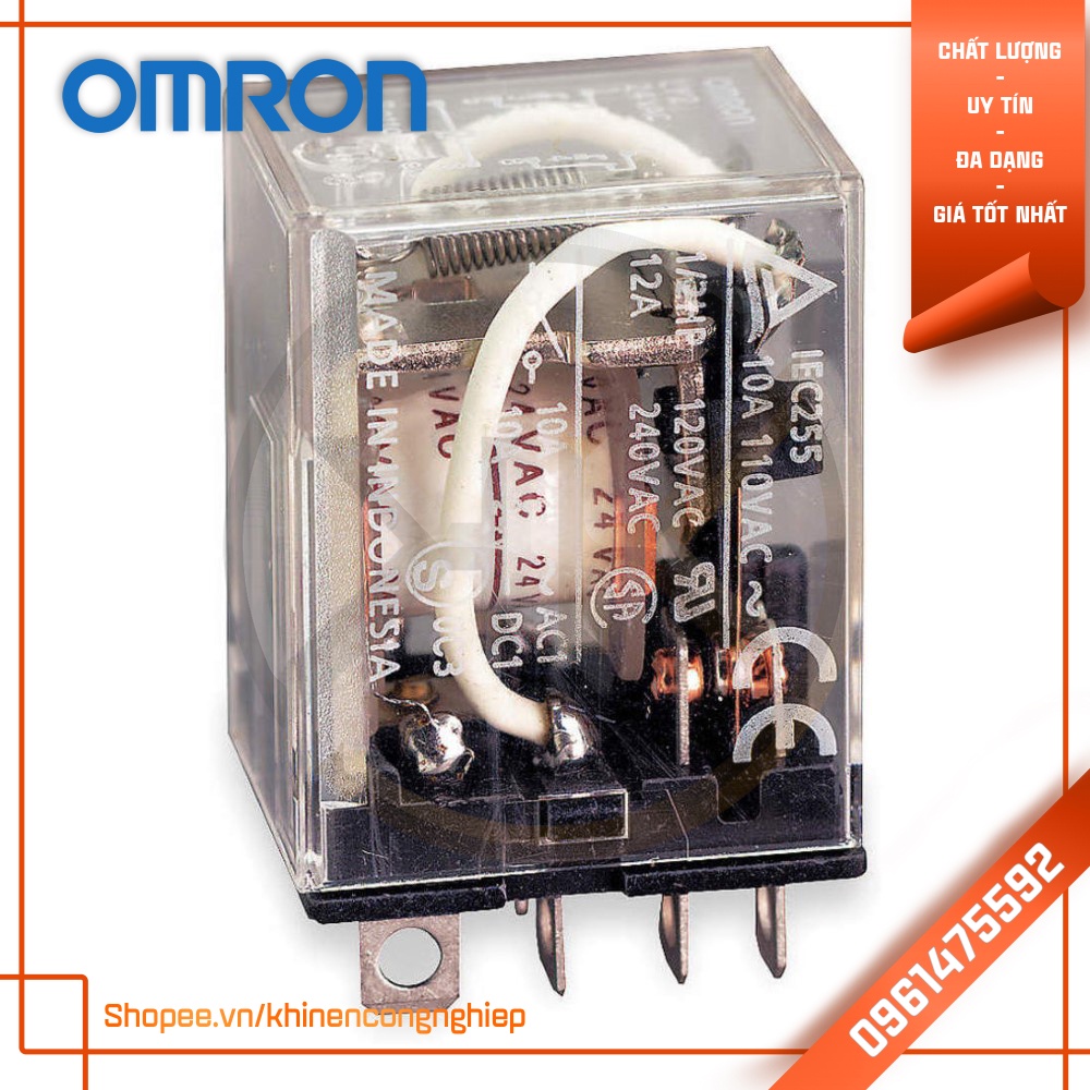 Rơ Le Trung Gian 8 Chân Dẹt To OMRON LY2N 12V / 24V / 110V / 240V + Đế PTF08A