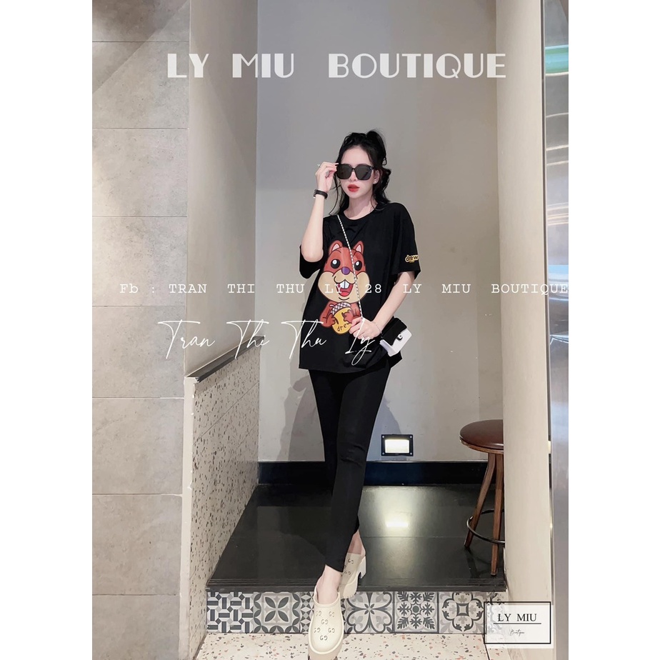 [3.3 Sales Freeship] Set bộ thun in hình con sóc áo from rộng phối quần ôm dài, set bộ thể thao nữ nhiều màu sắc mtb