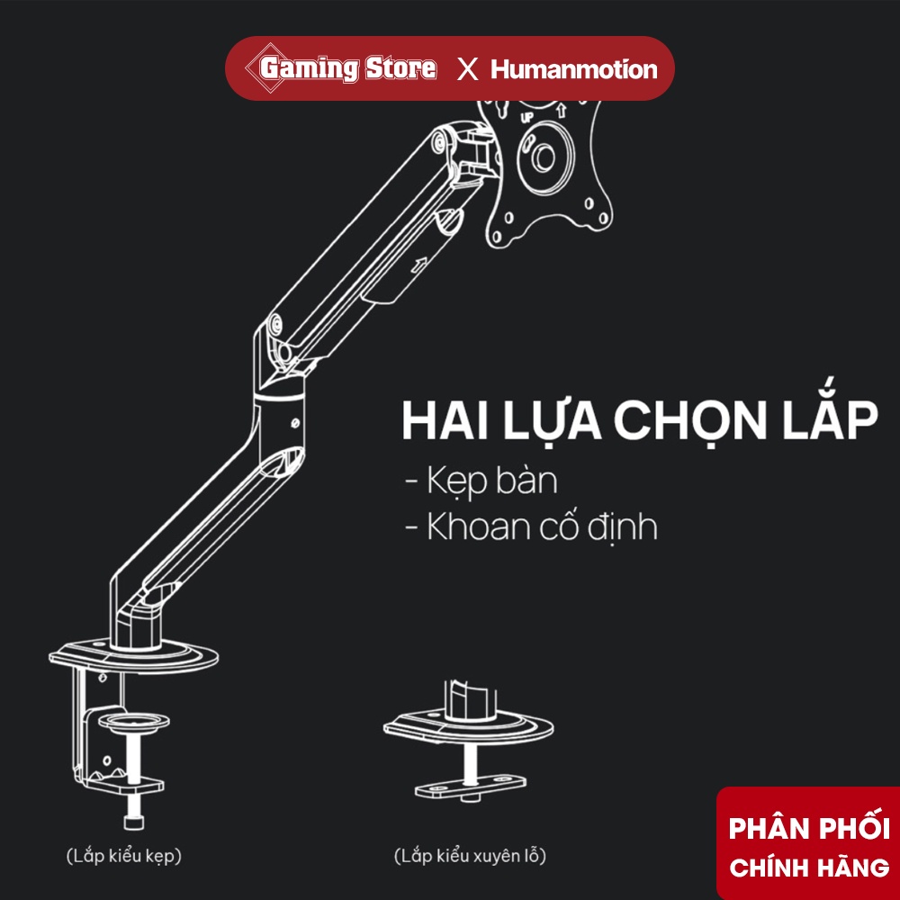 Giá Đỡ Màn Hình Máy Tính Human Motion T6 Pro - Hàng Chính hãng