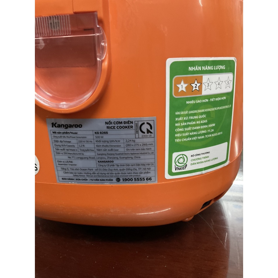 Nồi cơm điện Kangaroo 1.2 lít KG826S - Hàng trưng bày