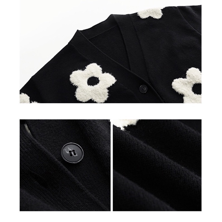 Khoác len thêu bông hoa