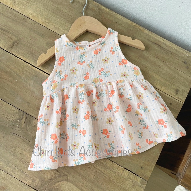 Váy ba lỗ vải xô muslin mềm mại cho bé