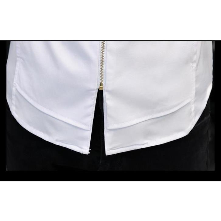 h Áo sơ mi nam, Áo sơ mi cộc tay Cổ tàu phối khóa,Thiết kế độc đáo,  Mã N19 . | BigBuy360 - bigbuy360.vn