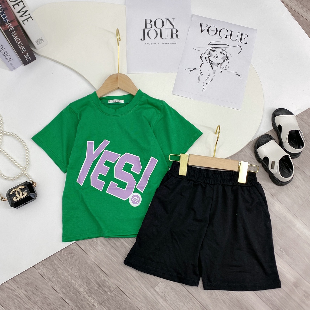 Bộ quần áo mùa hè bé trai "K.I.N.G.Q." 14-48kg (4-14 tuổi). Thiết kế năng động, thoải mái. B57