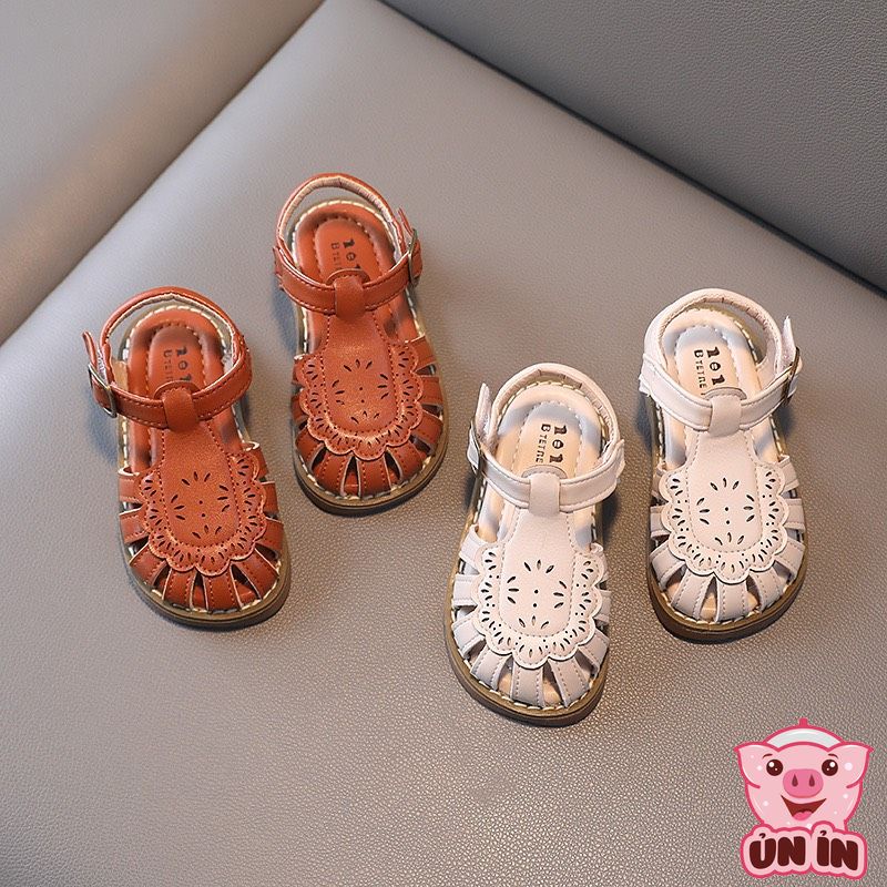 Dép rọ quai dán trẻ em, Sandal quai dán đáng yêu chất da PU mềm, thoáng chân kiểu dáng Vintage M155