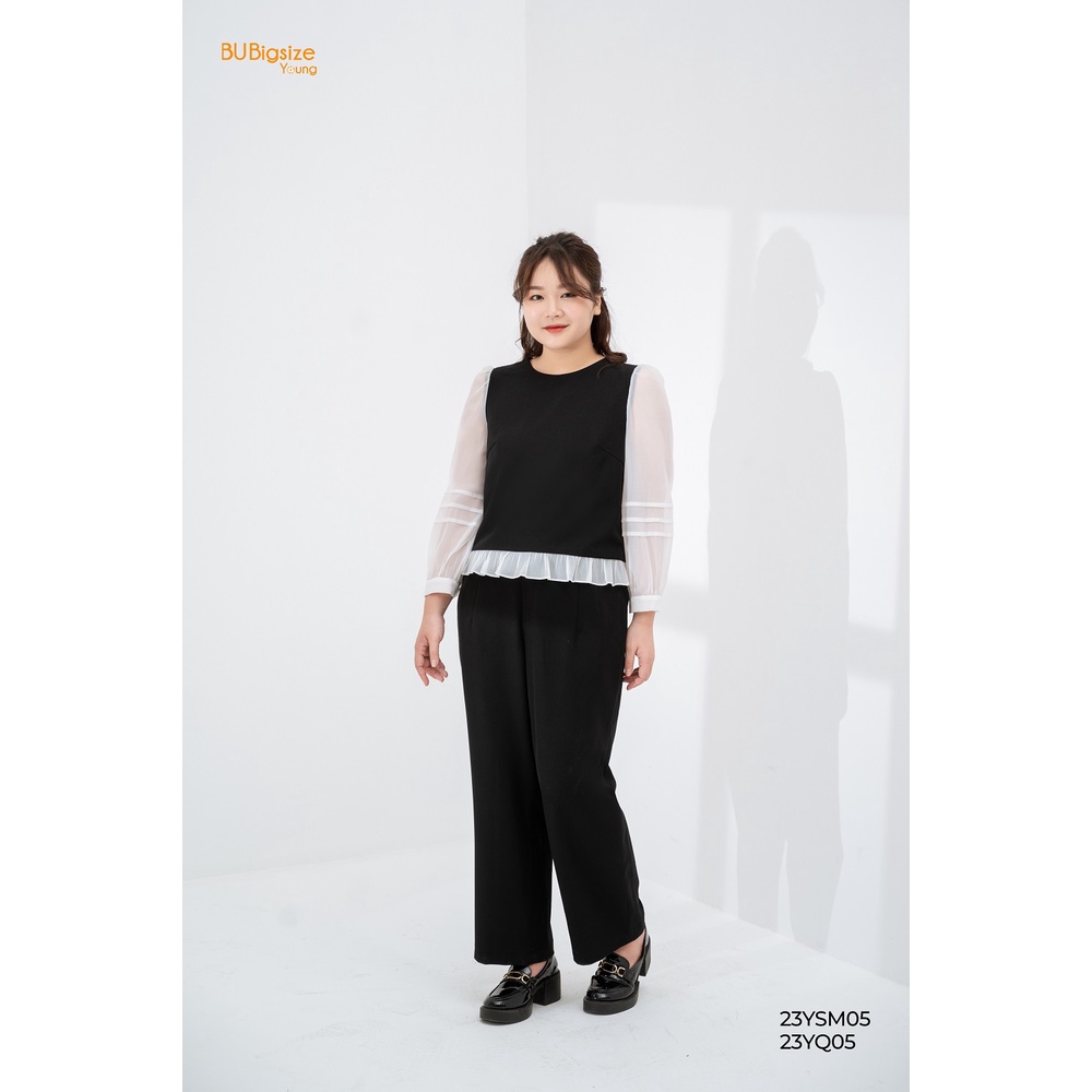 Quần suông chun sau cạp chéo BIGSIZE (55kg đến 95kg) - 23YQ05 - [BU Bigsize Young]