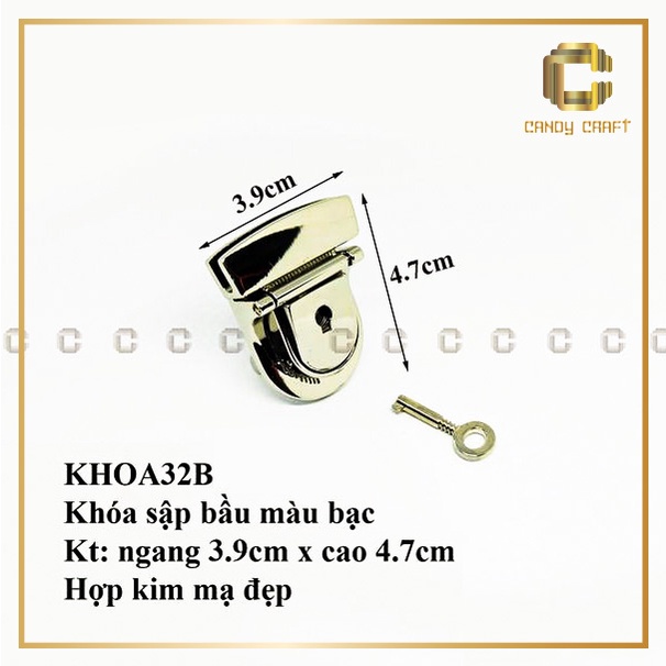 KHOÁ SẬP BẦU 3.9cm - phụ kiện làm túi xách