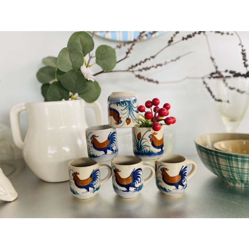 Tách Gà Nhỏ Hoạ Tiết Gà / Trúc Xanh 6*6cm