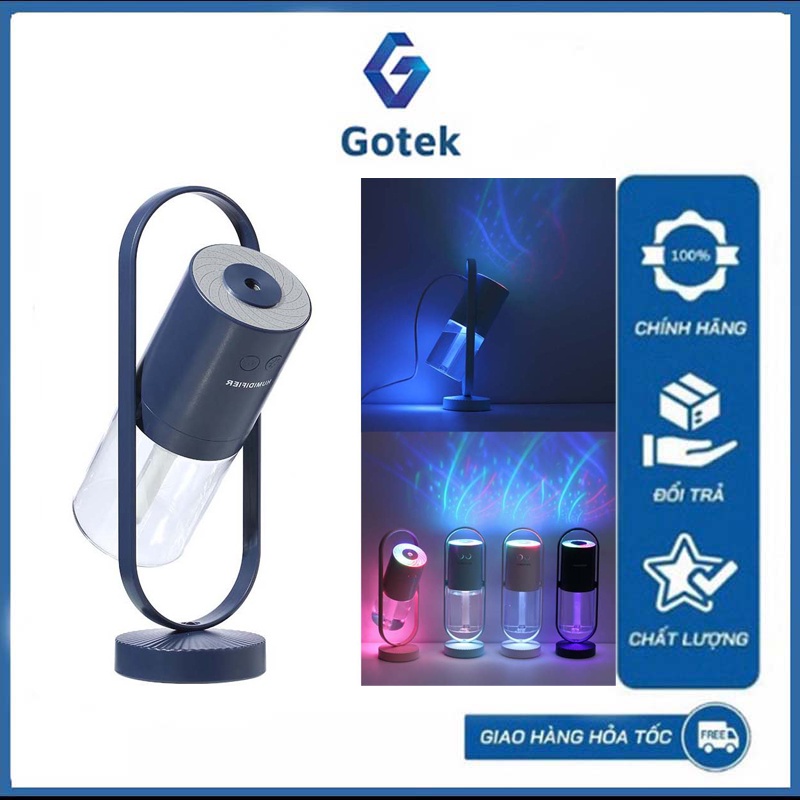 Máy Phun Sương Tạo Ẩm Không Khí Xông Tinh Dầu Mini Có Đèn Led Đổi Màu Xoay 360 Độ Kiêm Máy Lọc Không Khí Mini