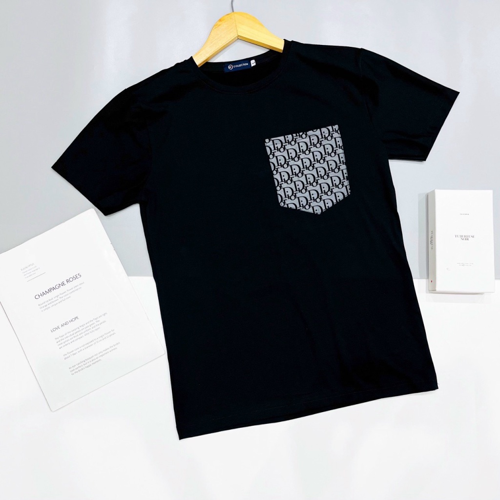 Áo Thun Nam Cao Cấp Cổ Tròn Vải Cotton Co Giãn Tốt Phối Túi 2 Màu Phong Cách Hàn Quốc NEW UNISEX