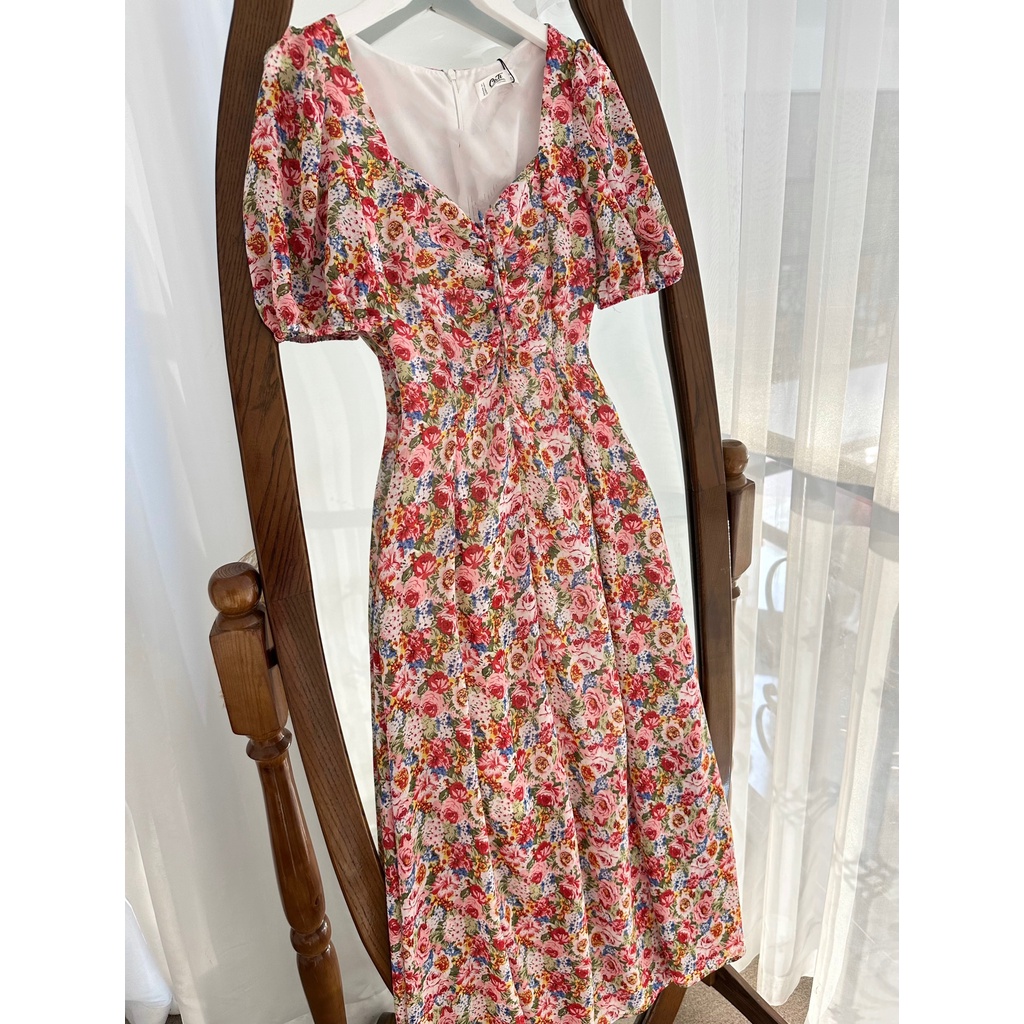 Đầm Cati maxi hoa 2 màu siêu xinh A1523