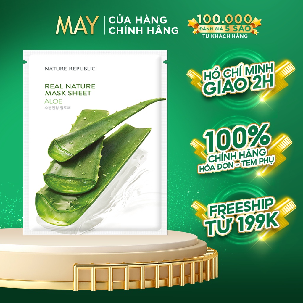 Mặt Nạ Giấy Nha Đam Nature Republic Cấp Ẩm, Làm Dịu Da Real Nature Mask Sheet 23ml - Aloe