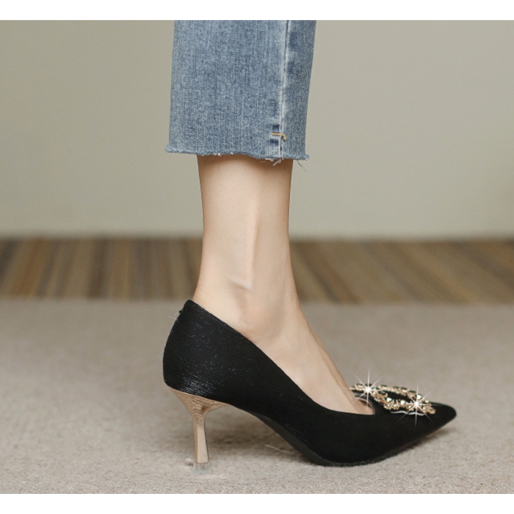 Giày Nữ Cao Cấp , Giày Cao Gót Nữ Mũi Nhọn, Đế Nhọn Cao 7P, Lụa Bọc Satin Cao Cấp, Kiểu Dáng Trẻ trung, Thoải mái-DA706