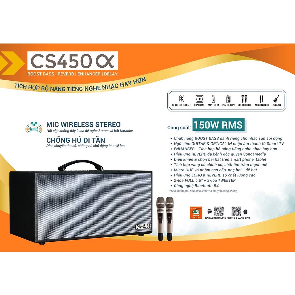 LOA DI ĐỘNG ACNOS CS450 ALPHA CHÍNH HÃNG BẢO HÀNH 12 THÁNG