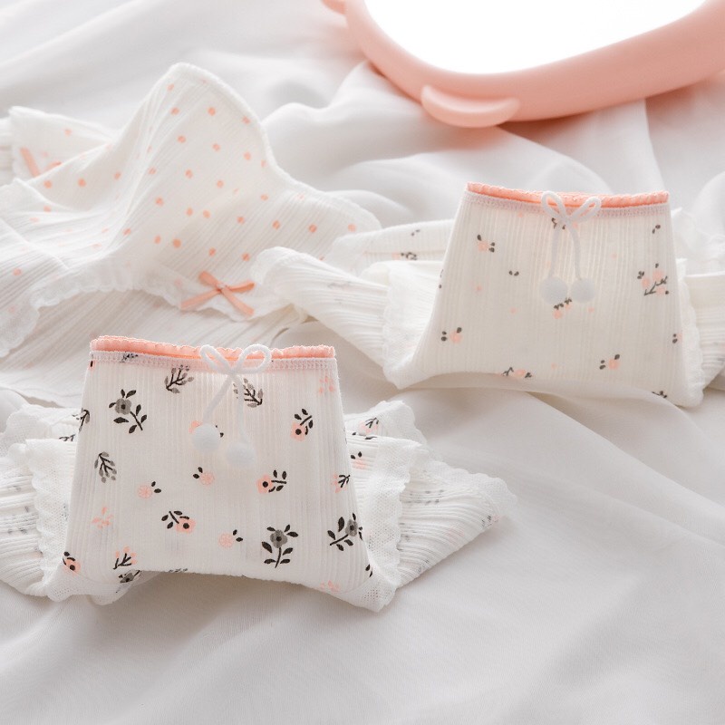 [HS06 Hàng mới] Quần lót nữ cao cấp, quần lót cho bé gái size đại cotton ren hồng điệu đà 35-60kg Maruka Fashion