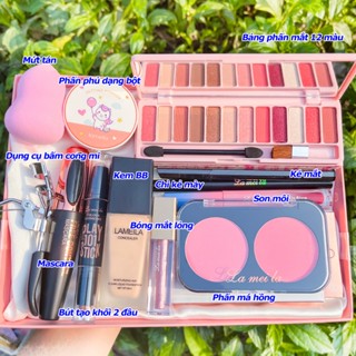 Bộ mỹ phẩm 12 sản phẩm Kem BB/Kẻ mắt/Mascara/Son môi/Bảng phấn mắt 12 màu/Chì kẻ mày/Phấn má hồng/bút tạo khốiURBLML-T12