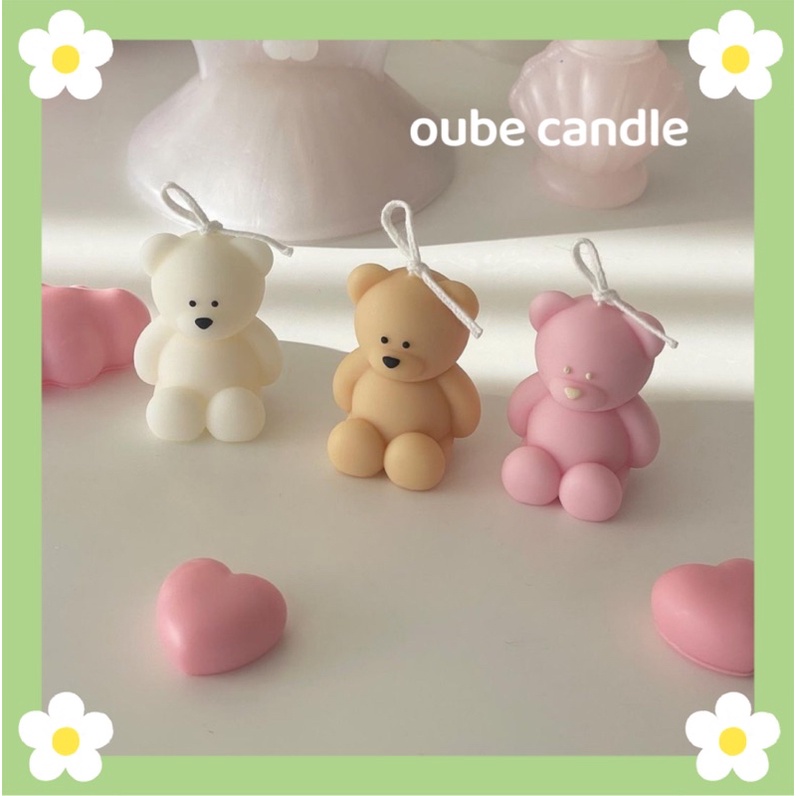Nến Thơm Tạo Hình Gấu Nhỏ Đáng Yêu Quà Tặng Decor Phòng Tinh Dầu Thư Giãn Cao Cấp | Oube Candle