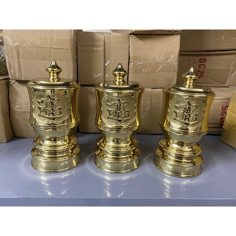 Đài thờ bằng đồng vàng nguyên chất bộ đài thờ 3 chiếc đài đồng thờ cúng
