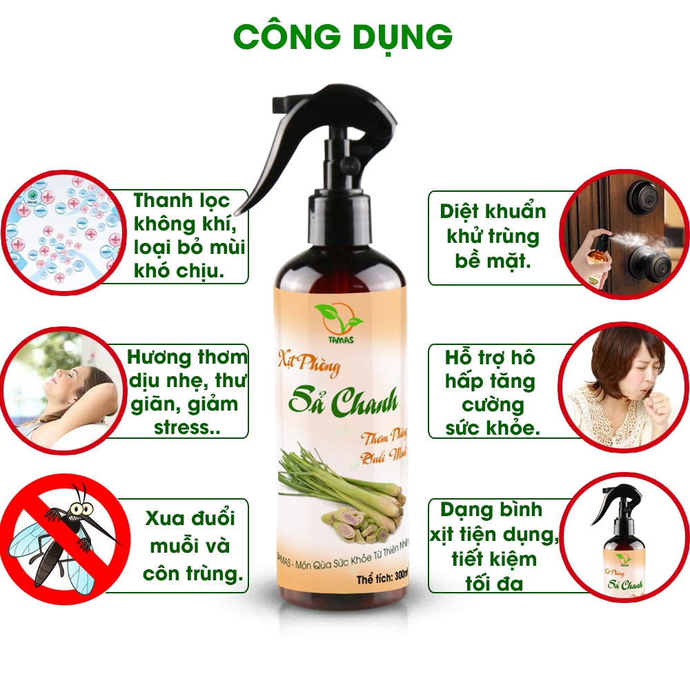 Xịt Thơm Phòng Tinh Dầu Sả Chanh TAMAS Chai 100/300ml