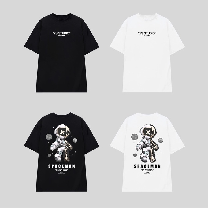 Áo thun nam nữ unisex tay lỡ Spaceman cocoluxyz, áo phông form rộng cổ tròn chất đẹp | BigBuy360 - bigbuy360.vn