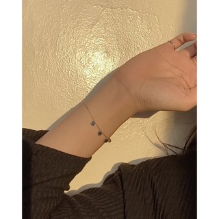 Lắc tay bạc INS sợi mảnh charm tròn Bling Bling