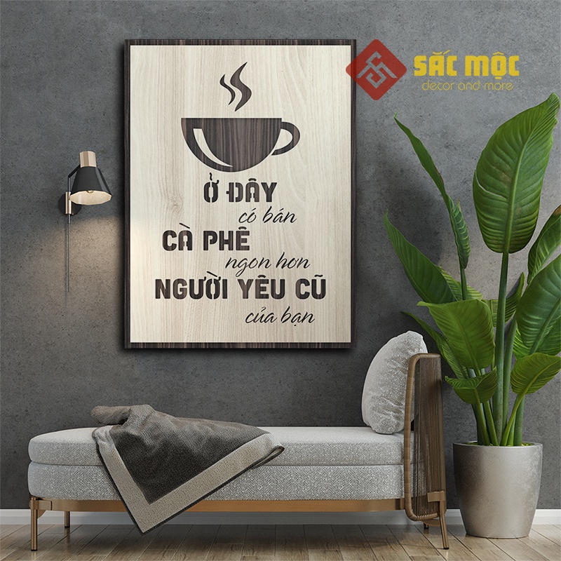 Tranh treo quán Cafe  TCF001, trà sữa, trà chanh và tặng kèm đinh treo