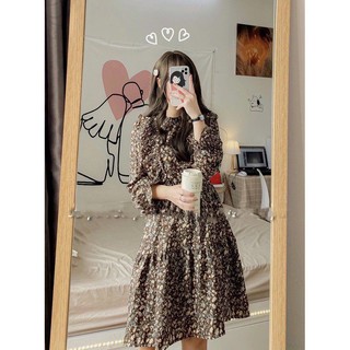 Váy hoa nhí vintage dáng xòe cánh tiên/ Đầm tiểu thư hóa nhí bèo vai