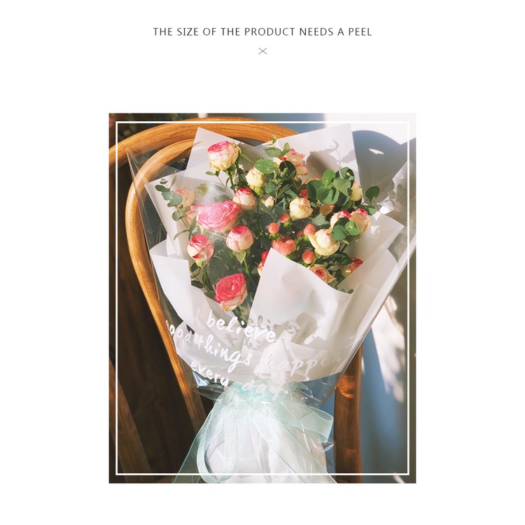 Túi bóng kính bó hoa ❤️in chữ❤️ phong  cách Hàn Quốc 5-7 bông 45*27 cm