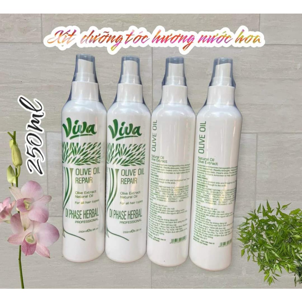 XỊT DƯỠNG TÓC VIVA HƯƠNG NƯỚC HOA 250ML . DẠNG XỊT GIÚP THẨM THẤU CÂN BẰNG ĐỘ ẨM .GIỮ TÓC ÓNG MƯỢT