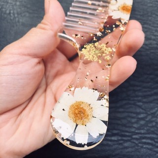 Lược Hoa cán dài Lilande (thêm tên hay ngày kỉ niệm theo yêu cầu) handmade epoxy resin