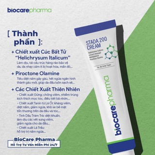 Kem bôi da hỗ trợ loại bỏ nấm da đầu - bong tróc vảy trắng | stada 200 cream | 30gr | biocarepharma. npp thanh nhàn