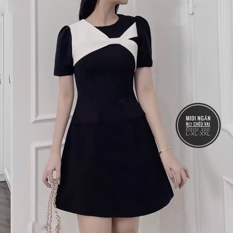 Đầm bigsize đen phối nơ thiết kế-đi tiệc dể thương (58-90kg)( hoả tốc hcm tân phú)