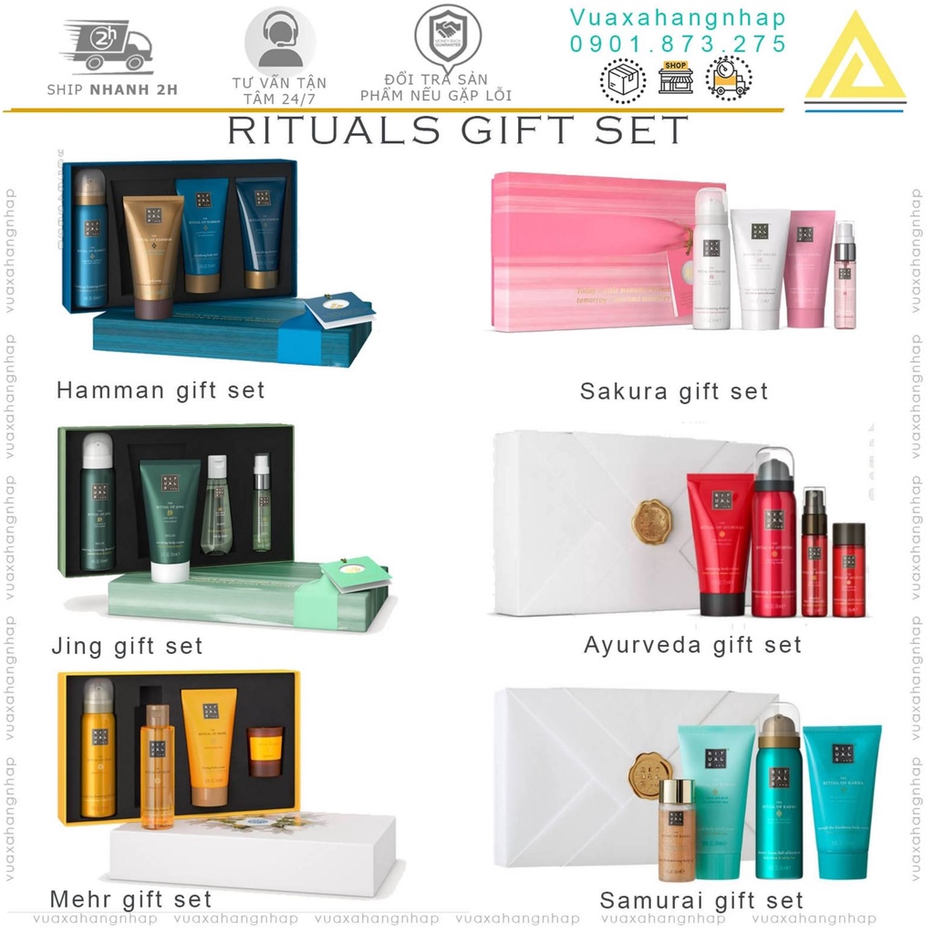 Gift set quà tặng cao cấp combo sữa tắm, dầu tắm dưỡng thể Rituals of Ayurveda