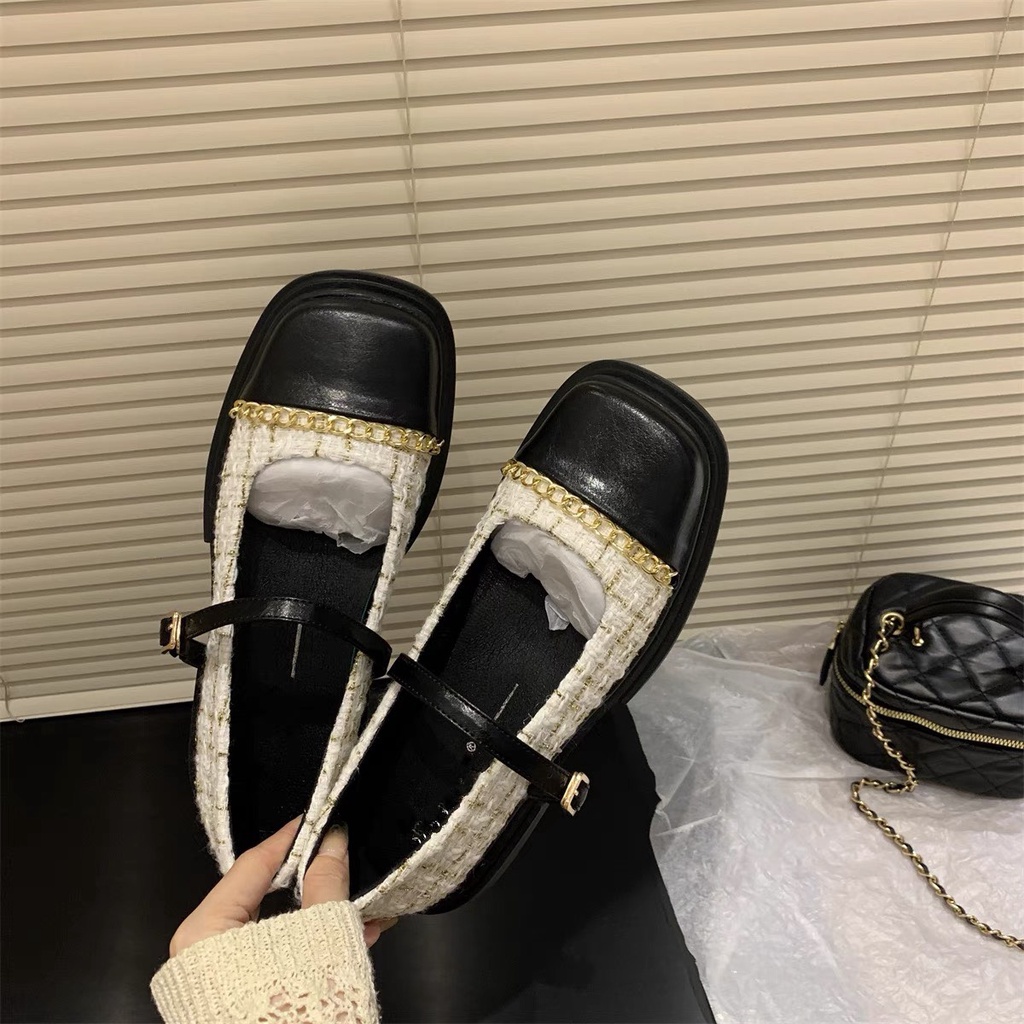 Giày Mary Jane quai ngang dạ tweed
