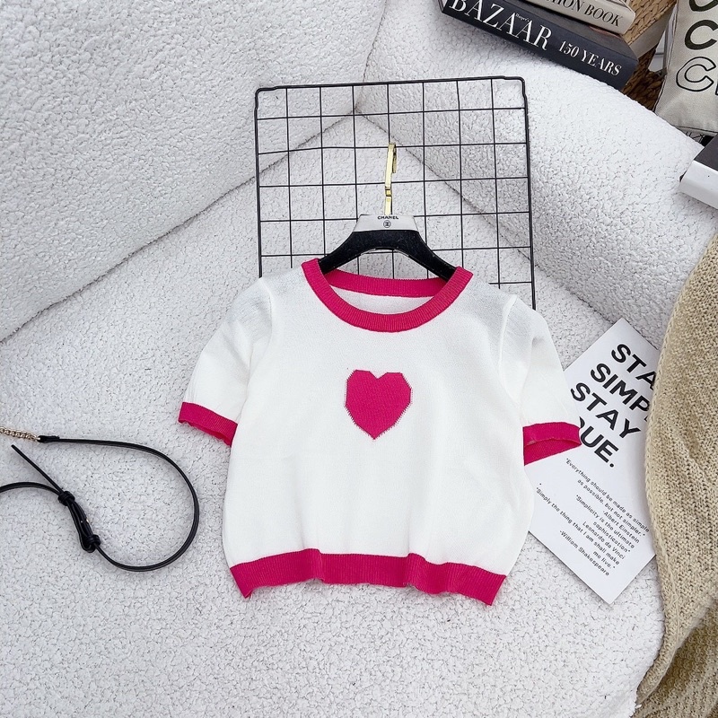 Áo Len Mongtoghi Tim Phối Màu Dáng Croptop Mã TH11