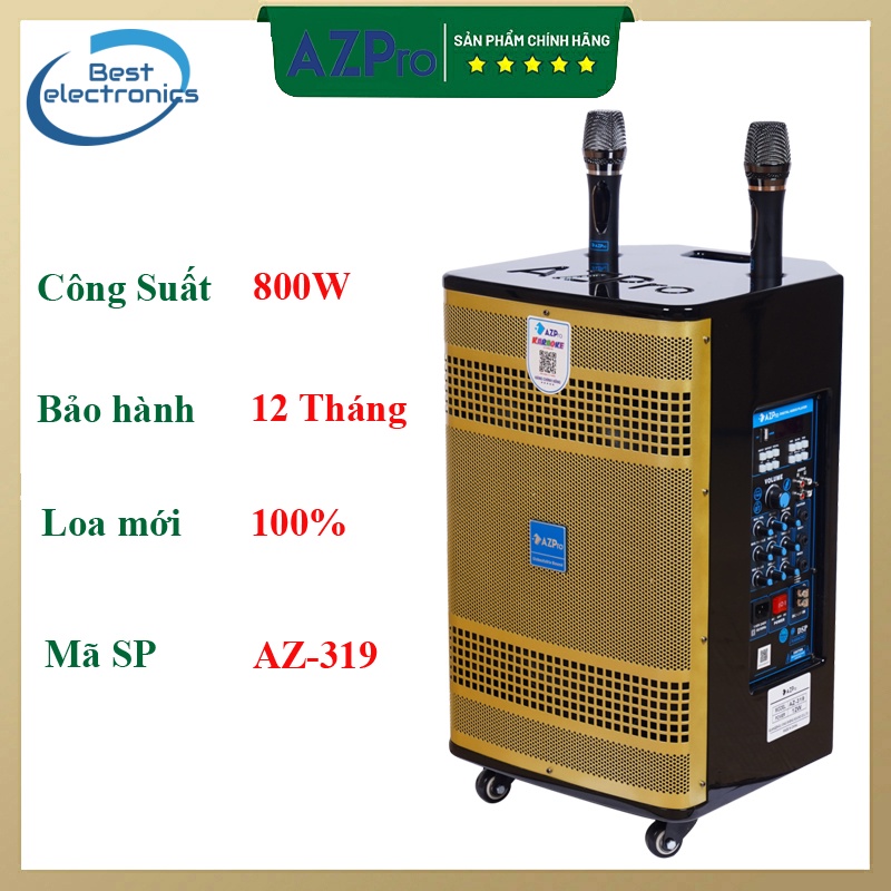 Loa Kéo Karaoke Công Suất Lớn 800W | Loa Kéo Giá Rẻ AZPro AZ-319 Bass 25 | Loa Kéo Bluetooth Đọc Được Usb Thẻ Nhớ